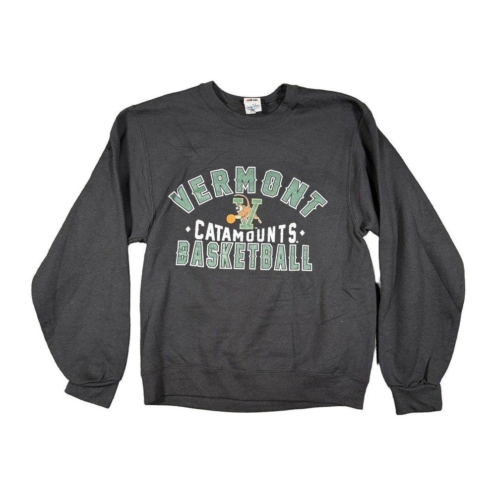 NuBlend Vermont Catamounts Basketball Sweatshirt Mens Small Black Crewneck